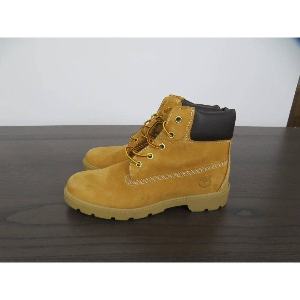 Timberland 6-Inch Premium Boots Boys Size 6 Beige Nubuck Waterproof Hiking Shoe